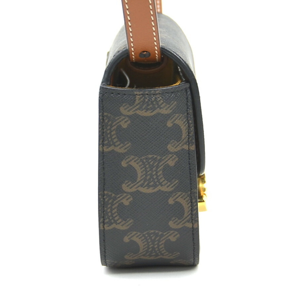 Celine Triomphe Claude Shoulder Bag Brown Coated Canvas - Picture 2 of 4